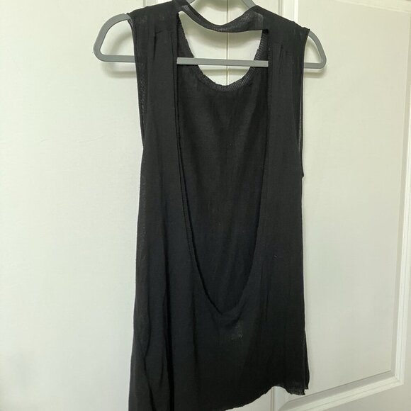 Zadig & Voltaire Knit Tank Womens M Black Open Back Carmen Top Goth Grunge - Picture 3 of 8
